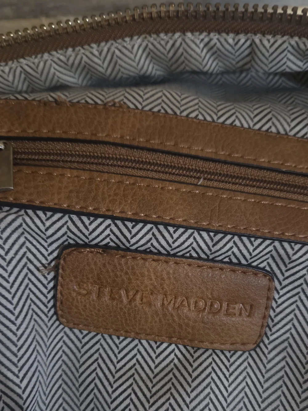 Steve Madden Brown Quilted Patchwork Backpack